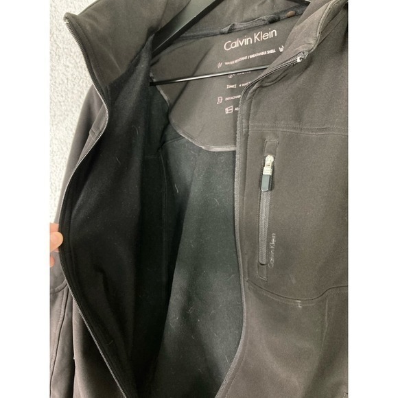 Calvin Klein Women’s Black Softshell Jacket M Water Resistant Windproof Hooded - Picture 9 of 14